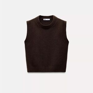 NWT Zara Brown Knit Sweater Vest